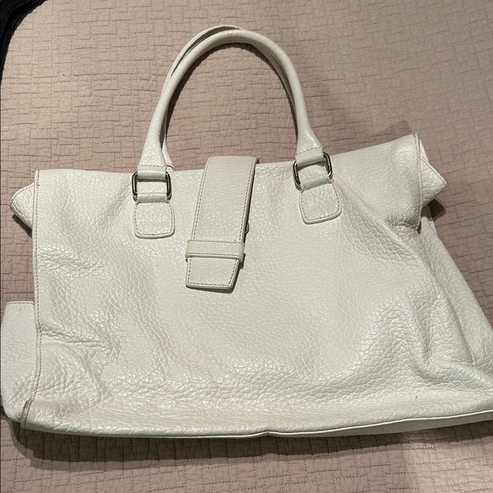 White Leather Tote Bag